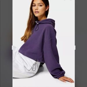 Petite plum cropped  fleece hoodie S